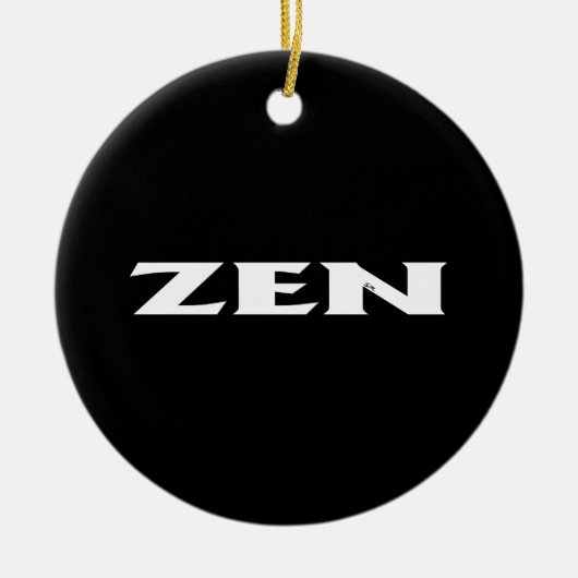 Zen wit zwart rond keramisch ornament (Voorkant)