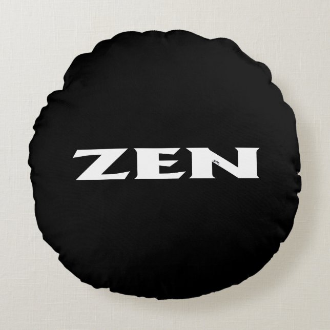 Zen wit zwart rond poly gooi kussen (Voorkant)