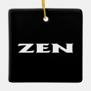 Zen wit zwart vierkant keramisch ornament