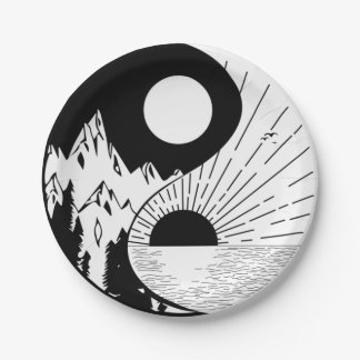 Zen Yin Yang Black White Papieren Bordje