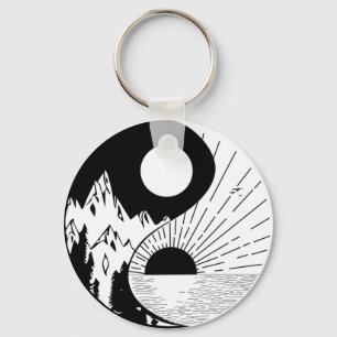Zen Yin Yang Black White Sleutelhanger