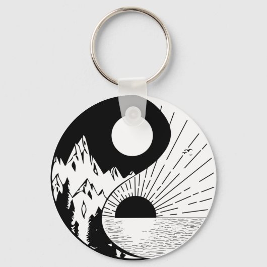 Zen Yin Yang Black White Sleutelhanger (Voorkant)