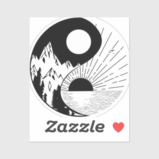 Zen Yin Yang Black White Sticker (Vel)