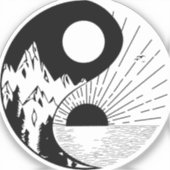 Zen Yin Yang Black White Sticker (Voorkant)