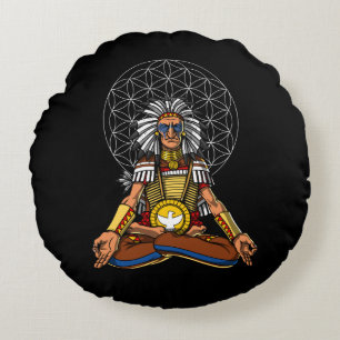 Zen Yoga Native American Chief Indian Meditation Rond Kussen
