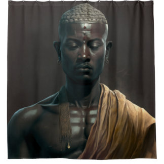 Zen Zwart Boeddha Douchegordijn