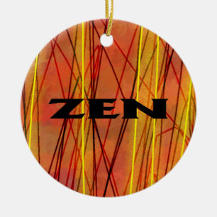 Zen zwart draad rond keramisch ornament