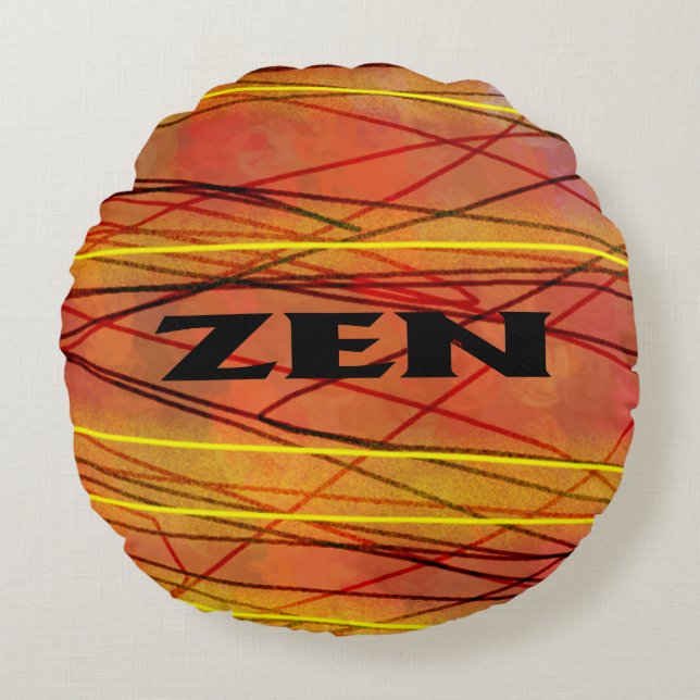 Zen zwart draad rond poly gooi kussen (Voorkant)