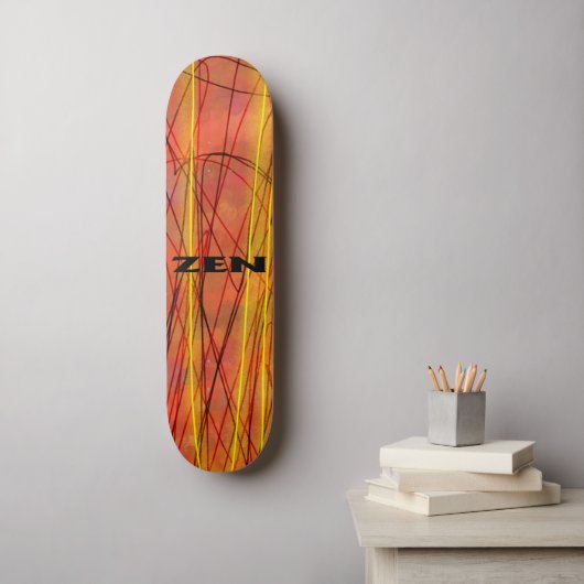 Zen zwart draad skateboard (Muurkunst)