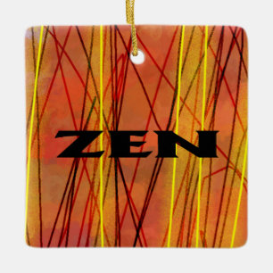 Zen zwart draad vierkant keramisch ornament