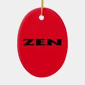 Zen zwart rood ovaal keramisch ornament (Voorkant)