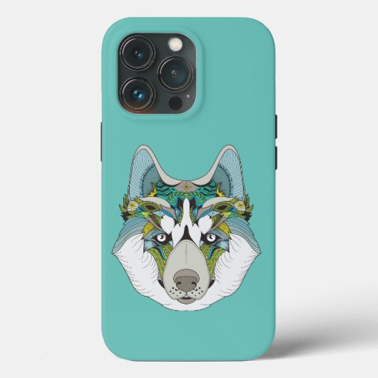 Zenart patroon Husky hond Blauw Husky gezicht Case-Mate iPhone Case (Achterkant)