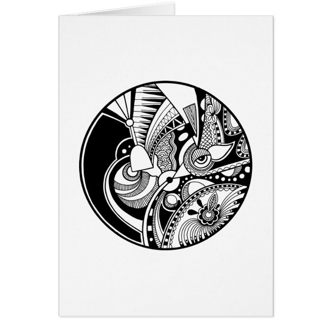 Zendala abstrait noir et blanc sur le cercle (Devant)