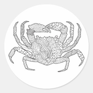 Zendoodle Crab Ronde Sticker