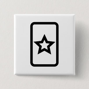 Zener-Kaart Holle 5 puntige ster Vierkante Button 5,1 Cm