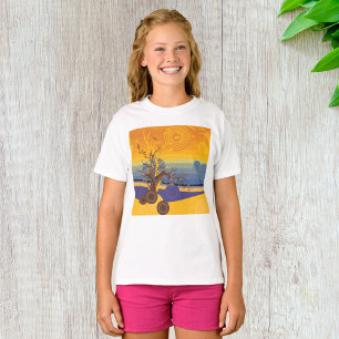 Zenkoersboom Abstracte Zonsondergangskunst T-shirt