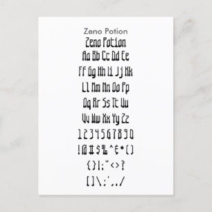 Zeno Potion - Zazzle Font Sampler Blad Briefkaart
