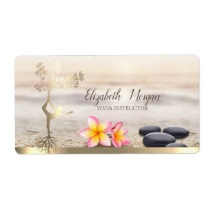 Zenstenen,Bloemen,Gouden Boom Vrouw Silhouet Etiket