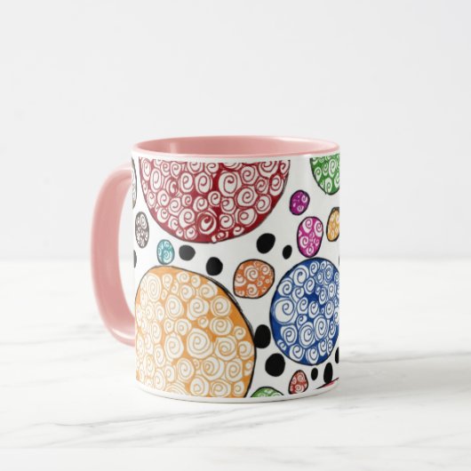 Zentangle circles pattern mok (Voorkant links)