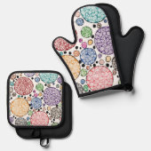 Zentangle circles pattern ovenwant & pannenlap set (Voorkant / Achterkant)