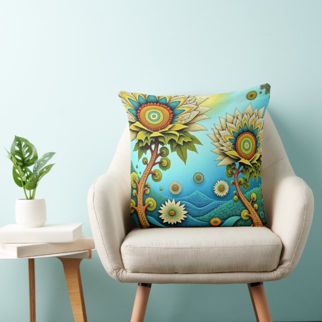 Zentangle Floral Dreamscape Kussen (Stoel)