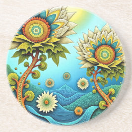 Zentangle Floral Dreamscape Zandsteen Onderzetter