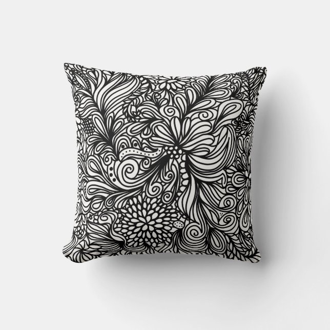 Zentangle flower and paisley doodle design kussen (Voorkant)