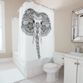 Zentangle Geïnspireerd Indische olifant Douchegordijn (In situ)