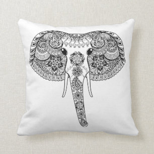 Zentangle Geïnspireerd Indische olifant Kussen