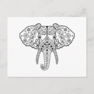 Zentangle geïnspireerd olifant briefkaart