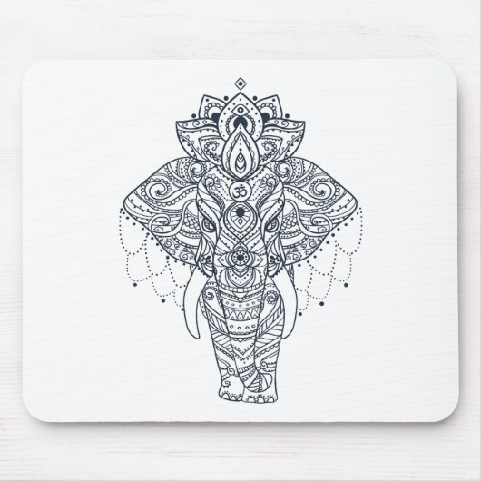 Zentangle geïnspireerd olifant muismat (Voorkant)