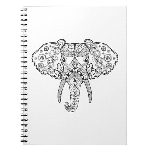Zentangle geïnspireerd olifant notitieboek (Voorkant)