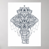 Zentangle geïnspireerd olifant poster (Voorkant)