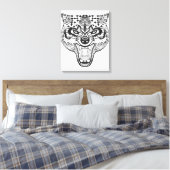 Zentangle Geïnspireerde Wolf Canvas Afdruk (Insitu (Slaapkamer))