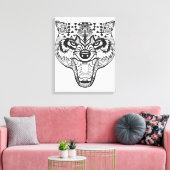 Zentangle Geïnspireerde Wolf Canvas Afdruk (Insitu (Woonkamer))
