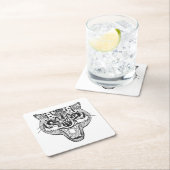 Zentangle Geïnspireerde Wolf Vierkante Kartonnen Onderzetter (Insitu)