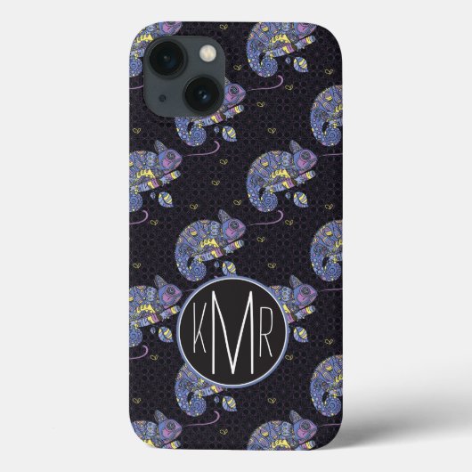 Zentangle Hagedis | Monogram Case-Mate iPhone Case (Achterkant)