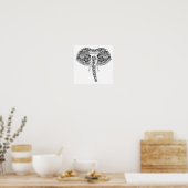 Zentangle Inspired Indian Elephant Poster (Keuken)