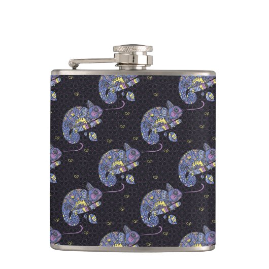 Zentangle Lizard Heupfles (Voorkant)