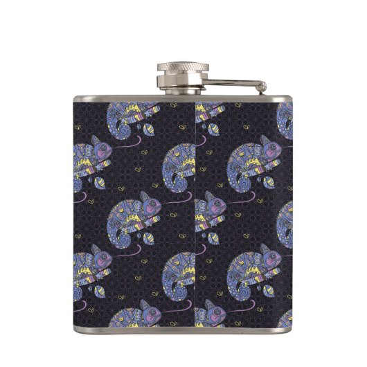 Zentangle Lizard Heupfles (Achterkant)