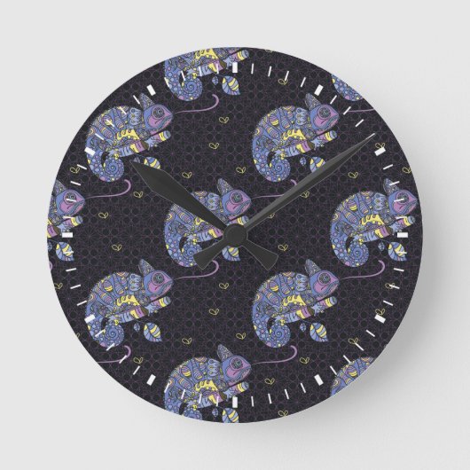 Zentangle Lizard Ronde Klok (Voorkant)