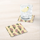 Zentangle Style Parrots 2 Vierkante Kartonnen Onderzetter (Insitu)