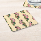 Zentangle Style Parrots 2 Vierkante Kartonnen Onderzetter (Schuin)