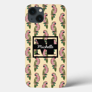 Zentangle Style Parrots   Monogram iPhone 13 Hoesje