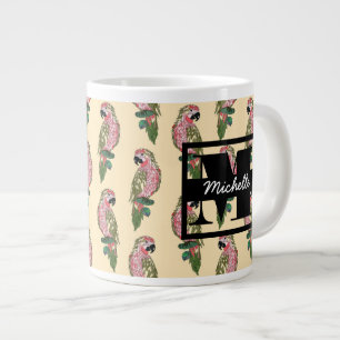 Zentangle Style Parrots Monogram Jumbo Mok