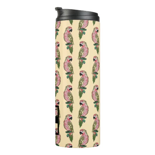 Zentangle Style Parrots | Monogram Thermosbeker (Geroteerd rechts)
