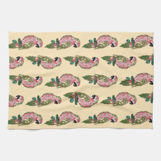 Zentangle Style Parrots Theedoek (Horizontaal)