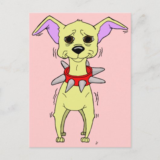 Zenuwachtige Cartoon Chihuahua Briefkaart (Voorkant)