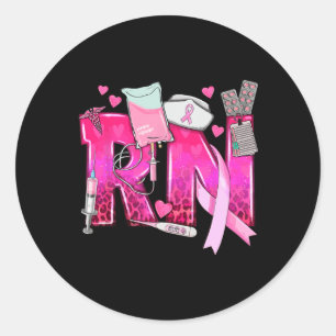 Zenuwborstkankerwaarschuwing Roze lintstof zweten Ronde Sticker