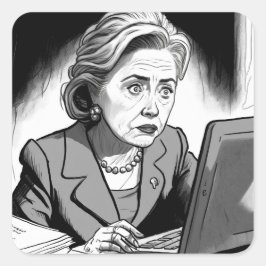 Zenuwen en Zorgvuldig: Hillary Clinton verwijdert Vierkante Sticker
